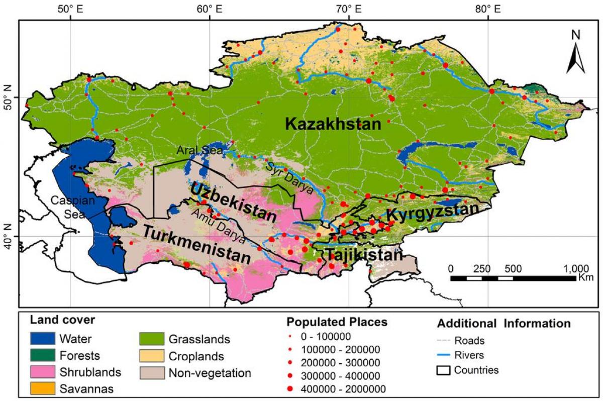mapa do Cazaquistão clima