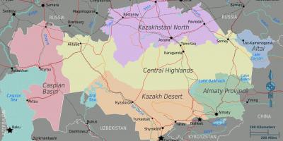 Mapa do Cazaquistão regiões