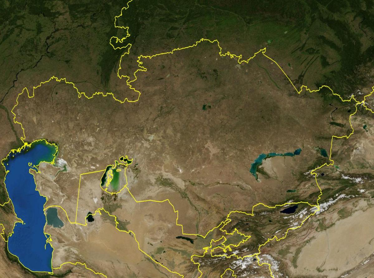 mapa topográfico do Cazaquistão