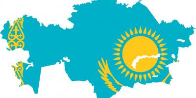 Mapa do Cazaquistão bandeira