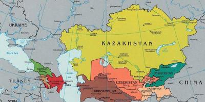 Mapa Cazaquistão países vizinhos